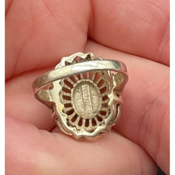 Vintage Sterling Silver Marcasite Filigree Ring Sz 6.5 Intricate Design Womens - Picture 3 of 4